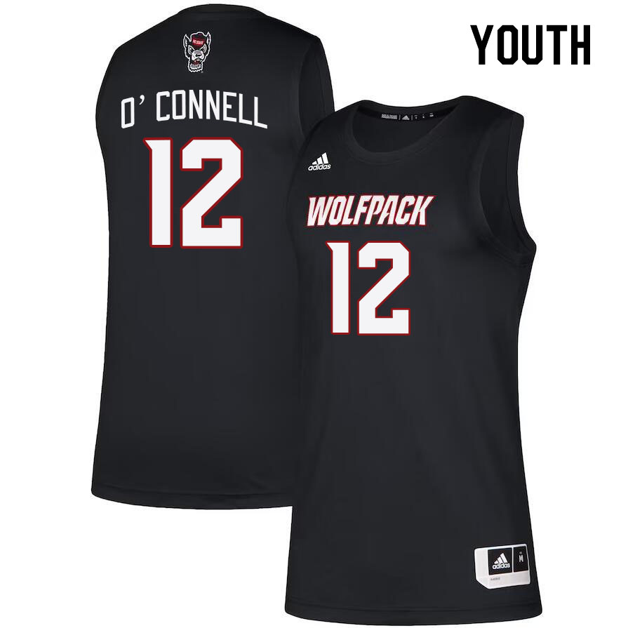 Youth #12 Michael O'Connell NC State Wolfpack College Basketball Jerseys Stitched Sale-Black